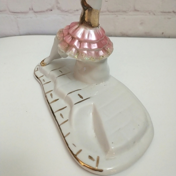VINTAGE Capodimonte Dipinto a Mano Gold & Pink Porcelain Ballerina Figurine - Picture 6 of 8